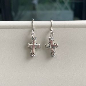 Silver cross earrings